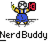 Pixel art buddy icon featuring a cartoon character holding two objects with red 'KG' text, displayed in a contact sheet format with visible animation frames and website branding.