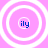 Four identical circular icons with white concentric rings on a pink background, each containing the text 'ily' in blue.