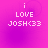 Pixelated text on a pink-to-purple gradient background with subtle circular patterns, showing 'i LOVE JOSH<33' in white block letters.