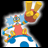 A 48x48 pixel animated buddy icon featuring a colorful, abstract character design with yellow limbs and red torso on the left side of a contact sheet layout, paired with "Anime IM" text and "COM" logo on the right side against black background.