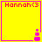 Yellow square with pink border displaying "Hannah<3" text and a four-tiered pink tower icon in the bottom-right corner.