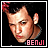 Pixelated close-up of a person's face with dark hair and pink text reading "BENJI" at the bottom right, set against a black background within a white border.