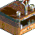 Pixelated image of a brown coffee cup with steam rising, set against a blurred background of warm colors.