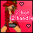 A 4-frame animated contact sheet of a pixel art character with red hair and sunglasses, wearing a red jacket, white crop top, gray shorts, and red boots, against a pink background with heart symbols.
