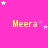 Pink background with yellow text Meera repeated in a , white and pink stars scattered throughout