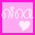 Pixelated white text and heart on pink background; left frame has a heart, right does not.