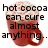 A red mug with whipped cream and sprinkles appears in three , each showing text about hot cocoa curing a broken heart