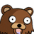 Brown pixelated bear with wide eyes and tongue out, next to text reading 'I swear I didn't know she was 3' in brown letters on black blocks.