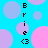 Pixelated icon with vertical text 'Brie <3' on a blue background of overlapping pink and purple circles.