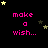 Black background with pink text 'make a wish...' and scattered yellow and gray stars in a pattern