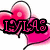 Animated pink heart-shaped icons with text overlays and a nested heart symbol, rendered in pixelated style.