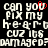 Pixelated text reads 'CAN YOU FIX MY HEART CUZ ITS DAMAGED?' with a red heart symbol replacing the letter O in 'YOU' on one side of the image.