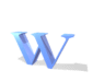 Blue 3D letter W with varying shadows and angles , transitioning from upright to tilted positions