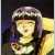 Pixelated static image of a character with long dark hair, wearing a light-colored headband and yellow garment, set against a dark background.