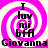 Four identical display a pink and white spiral background with black text reading "I luv mi bff" above the name "Giovanna" in bold letters