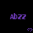 Purple 'Abzz' text and pixelated hearts on black background with gray corner overlay.