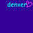 Pixelated text 'denver' in cyan with a pink heart replacing the letter 'e', displayed twice on a solid dark blue background.
