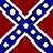 Pixel art contact sheet showing multiple frames of an animated icon featuring a woman with brown hair, denim jeans, and a Confederate flag motif alongside text elements.