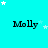 identical 'Molly' text icons on a cyan background with scattered white stars, partially cropped on the right