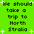 Green background with black pixelated text repeating 'We should take a trip to North Stralia' and white star-like sparkles scattered throughout.