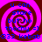 Four identical display a spiral pattern with blue text over pink and brown swirls, each showing the same static image