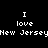 Pixelated text "I love New Jersey" appears in white on black background with red rectangular overlays shifting across the words.