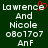 Green background with white pixelated text reading 'Lawrence And Nicole 0801707 AnF' and a red heart symbol above the letter 'e' in Lawrence.