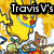 A four- displays pixelated Pokémon characters with overlaid text: 'Travis V's' top-left, 'Pokemon' top-right, 'Club!' bottom-left, and a blank bottom-right