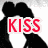 Silhouette of two figures kissing with red text reading KISS THE GIRL over a white and gray background.