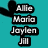 A static buddy icon with four quadrants showing names, a heart outline, and 'I love my Bestfriends' text on a white background with green hearts.