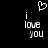 Pixelated white text and heart symbol on black background, with two identical side-by-side arrangements of 'i love you' below the heart.
