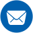 Blue circular icon with white envelope symbol centered on solid blue background.