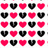 Pixelated of alternating red and black hearts with pink text reading 'all the little boys' on a white background