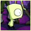 Animated yellow cartoon character with single large eye, purple background, and green limbs in motion.