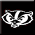 Pixelated white logo on black background with red border, resembling stylized text or abstract shape.