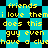 Pixelated text in yellow on cyan and black checkered background, repeating phrases about friends and a guy.