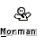 Pixelated ghost icon with outstretched arms above stylized text reading 'Morman' on gray background.