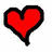 Six heart-shaped icons arranged in two of three, each with a thick black outline and solid fill color on white background