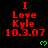 Red text reads 'I Love Kyle 10.3.07' with green hearts on black background, repeated in