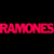 Static pixelated image of the word RAMONES in bright red text on a solid black background with no additional visual elements or animation.