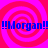 Pixelated blue text reads "!!!Morgan!!!" on a pink and red spiral background with four identical repeating sections.