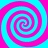 Four spirals in alternating cyan and magenta colors arranged symmetrically on a solid background.