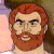 A pixelated cartoon character with red hair and beard appears on the left side of a contact sheet, while green text reading "Original Icons .com" is displayed on a dark green background to the right.