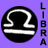 Static pixelated icon featuring a black circular background with white Greek letter Omega symbol and vertical text "LIBRA" on the right side against a purple backdrop.