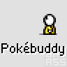 Pixel art character with red cap and blue shirt performs actions including throwing Poké Balls, interacting with a pink circular object, and emitting red particle effects.