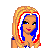 Pixel art buddy icon featuring a patriotic-themed cartoon woman with American flag colors and patterns, displayed in a 2x2 contact sheet layout showing multiple frames of an animation.