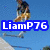 A four- shows a person performing a trick on a skateboard with text overlays: 'LiamP76' in blue, 'is' in red, and 'awesome' in green
