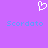 Purple background with white pixelated heart symbol above two blue 'Scordato' text instances.
