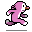 Pixel art of a pink anthropomorphic creature running in multiple sequential poses against a gray background.