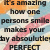 Pixelated text reads 'It's amazing how one persons smile makes your by absolutely PERFECT' over a soft pastel background with orange, blue, and pink hues.